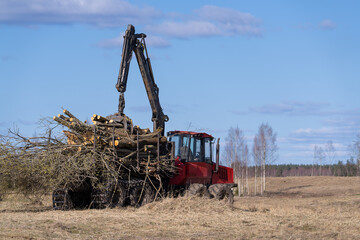 combine harvester working in a field