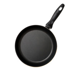 Black nonstick pan isolated on a white background, png