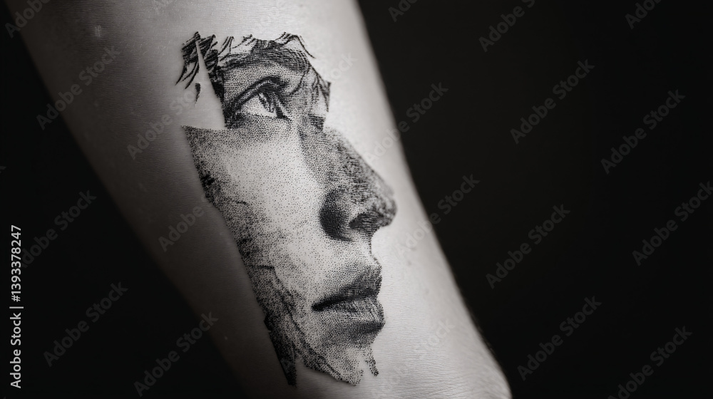 Poster a new type of tattoo uses moving ink to create an animation directly on the skin, essentially tellin