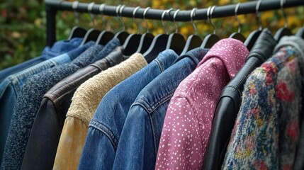 Obraz premium Assorted clothing items on hangers