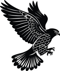 Kestrel Silhouette Set for Bird of Prey and Wildlife Designs Flying Kestrel Falcon Silhouettes for Nature and Hunting Projects