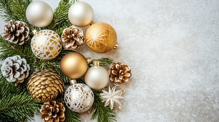 Elegant Gold and Silver Christmas Ornaments Pine Cones