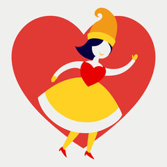 Vector art illustration of a girl dancing at Christmas