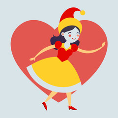 Vector art illustration of a girl dancing at Christmas