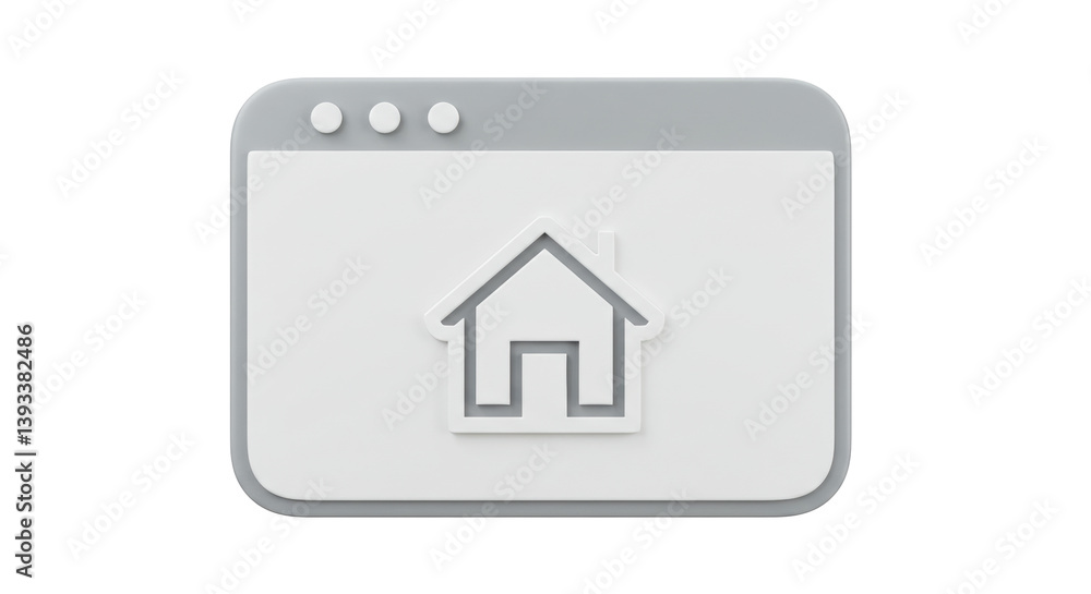 Poster isolated web browser window with house icon for homepage