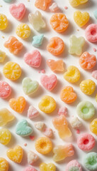 Collection of Multicolored Soft Candies on White Surface