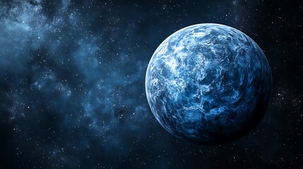 Obraz premium A distant blue planet floating in a vast and starry cosmos