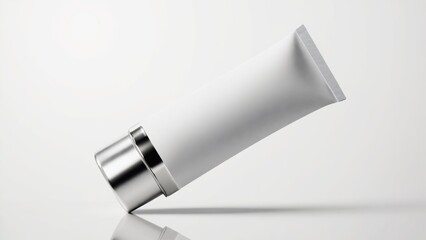 A tube of cream sitting on a clean white surface, great for food or beauty related uses