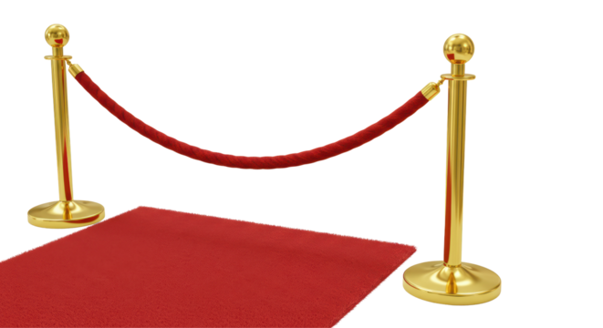 Isolated Red Carpet with Golden Stanchions