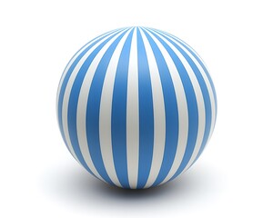 A visually pleasing blue and white striped sphere illustration on a white background