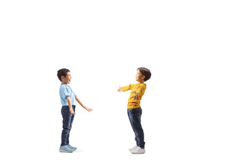 Fototapeta premium Two kids meeting each other