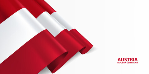 Austria flag. Austria national flag, waving on white background. National flag background design.