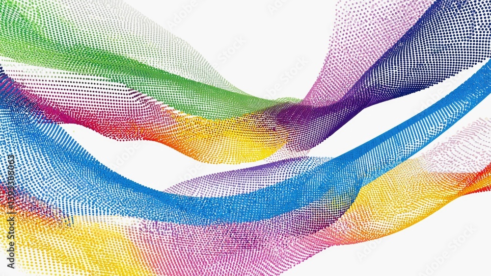 Aufkleber a vibrant and playful design featuring a wavy pattern of colorful lines on a white background, suita