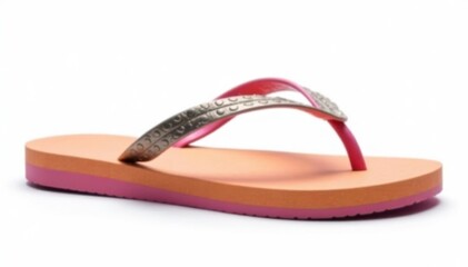 Fototapeta premium Side view of a single flip-flop, isolated on pure white , footwear, sole