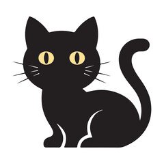 Cute black cat sitting  perfect for or pet themed designs.