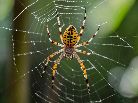 Golden orb-weaving spider with a beautifully patterned web.