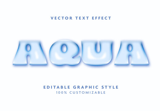Blue Transparent Glossy Font Inflated Water Drop Text Effect