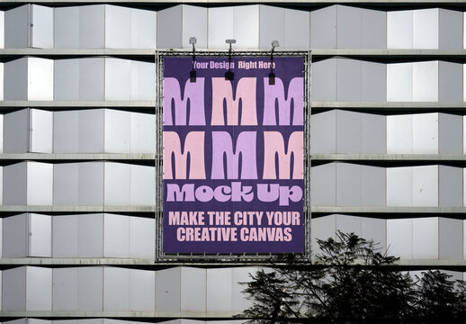 Blank Canvas on Facade. PSD mockup