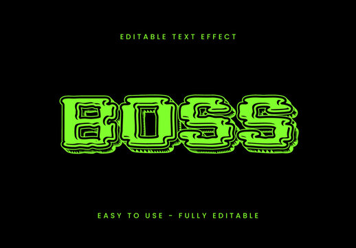 Green Toxic Neon Embossed Font Thick Distorted Text Effect