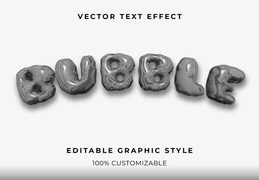 Gray Chrome Bubble Font Glossy Inflated Text Effect