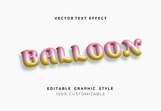 Pink And Yellow Balloon Inflated Font Glossy Soft Text Effect