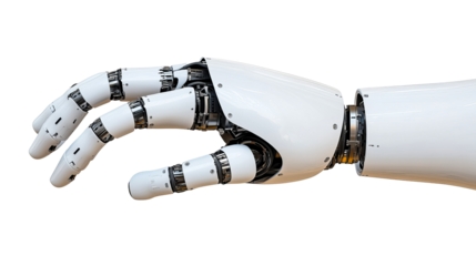 Robotic hand design, futuristic technology concept, isolated, cut out transparent