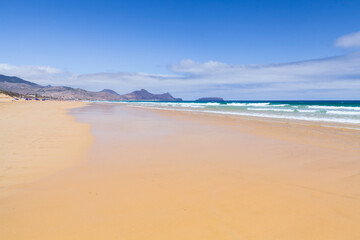 Porto Santo, Portugal. Wide sandy beach with clear waters