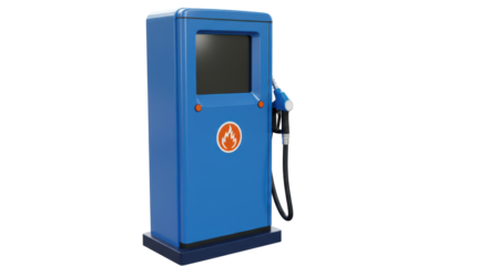 Isolated Blue Gas Pump with Flame Symbol