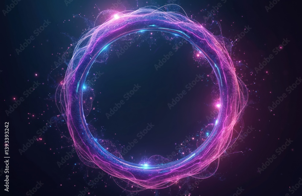 Poster digital tech circle on dark background. big data and technology concept. 3d rendering of futuristic 