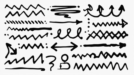 Set of hand drawn arrows with different styles and designs