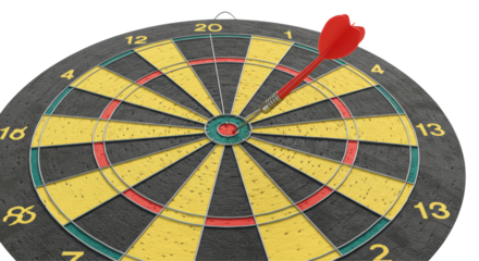 Isolated Dartboard Arrow Bullseye Hitting Mark Target