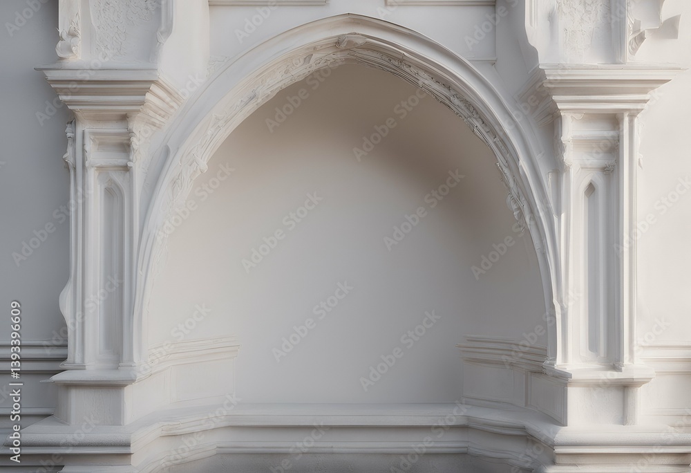 Poster background white architecture niche decoration fragment shadow nobody light indoor inside modern des