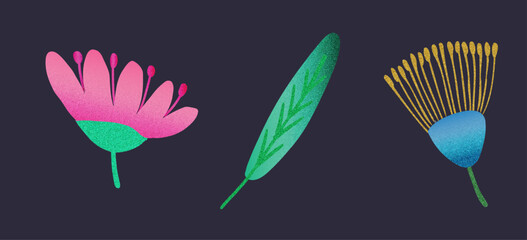 Colorful Retro Flowers Whimsical Floral Vector Set