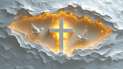 White cross with dove