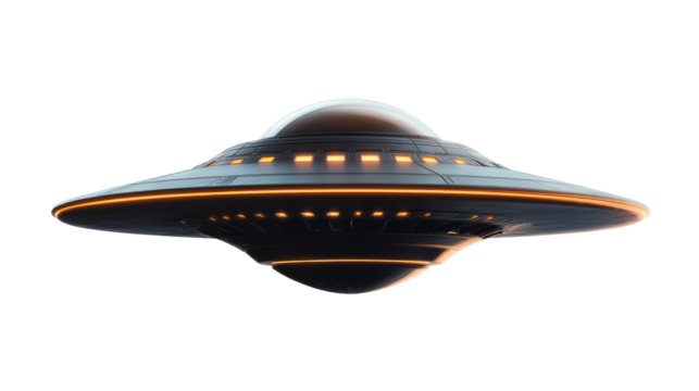 Unidentified flying object, alien spaceship, cut out transparent