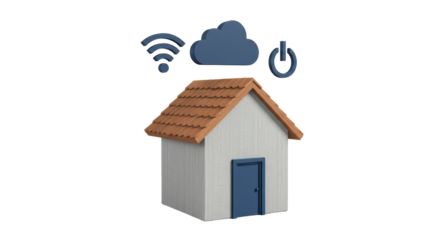 Isolated Smart Home with Cloud Wifi and Power Icon