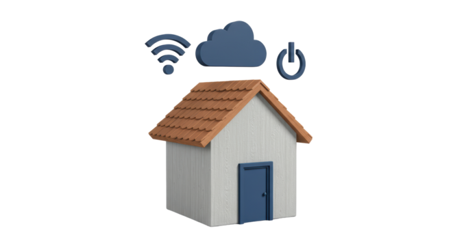 Isolated Smart Home with Cloud Wifi and Power Icon