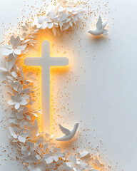 Paper cross and dove
