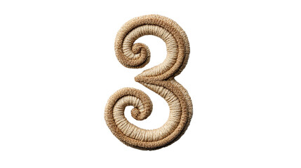 Obraz premium Wooden Number Three Isolated, Natural Digit Symbol, cut out transparent