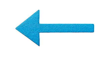 Blue left arrow on black background,direction pointer, cut out transparent