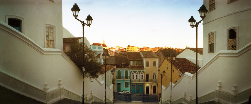 Steps leading up to Igreja do Santissimo Sacramento Do Passo, Pelourinho, Salvador, Bahia, Brazil.