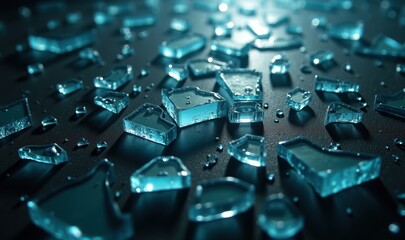 Shattered glass explosion on dark background, abstract dramatic concept