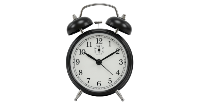 Isolated Classic Black Alarm Clock with Bell