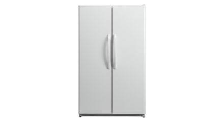 Isolated White Double Door Refrigerator Appliance