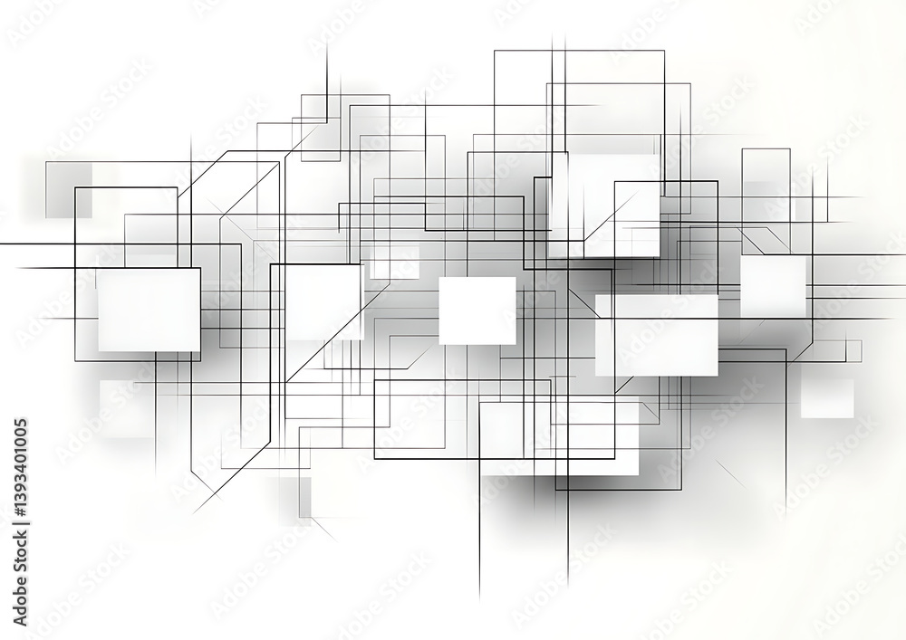 Aufkleber vector white background with grey lines and squares, a technology or digital network concept for bus