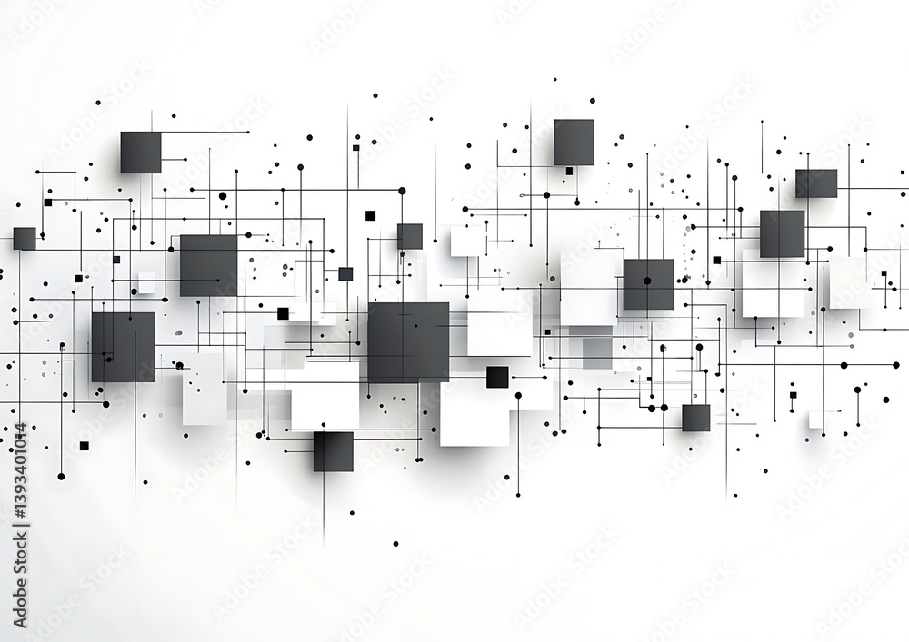 Poster vector white background with grey lines and squares, a technology or digital network concept for bus