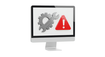 Isolated Computer Screen Alert System Malfunction Warning