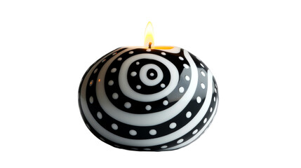 Obraz premium Burning black-white sphere candle, home decor, isolated design element, cut out transparent