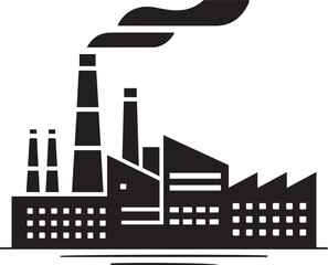 Obraz premium Simple Black and White Industrial Factory Illustration