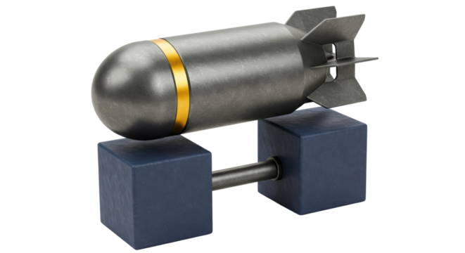 Isolated Dumbbell Weights Representing Bomb Weapon